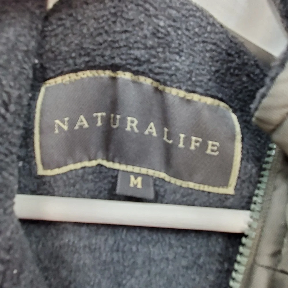 Naturalife Mens‎ Puffer Vest Olive Green Fleece Lined Full Zip Size Medium 9879